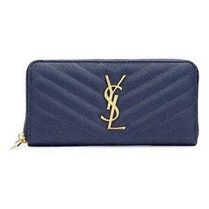 YSL Navy Zippy Wallet